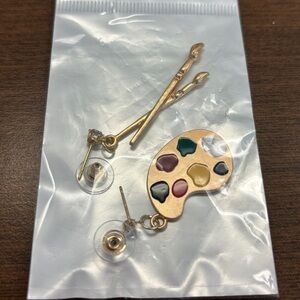Artist Palette & Brush Dangle Earrings